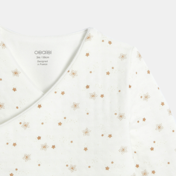 طقم من 3 قطع من القطن مزينة برسوم النجوم، باللون الأبيض للمواليد الذكور