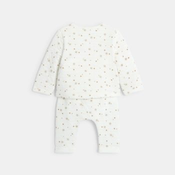 طقم من 3 قطع من القطن مزينة برسوم النجوم، باللون الأبيض للمواليد الذكور