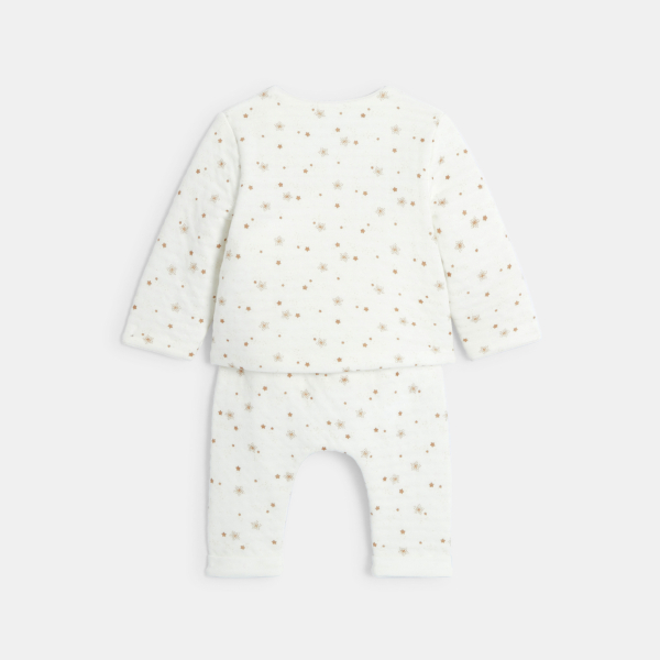 طقم من 3 قطع من القطن مزينة برسوم النجوم، باللون الأبيض للمواليد الذكور