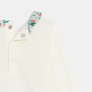 فستان 2 في 1، من الصوف الناعم والدنيم، باللون الأبيض للفتيات الرُضع