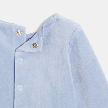 Pyjama velours oiseaux bleu bébé fille