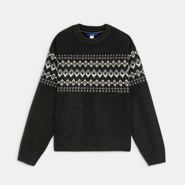 بلوفر بنقوش اسكندنافية أسود للأولاد