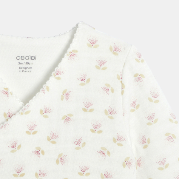 Ensemble 3 pièces fleuri rose naissance fille