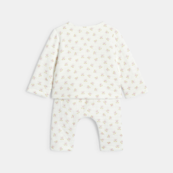 Ensemble 3 pièces fleuri rose naissance fille