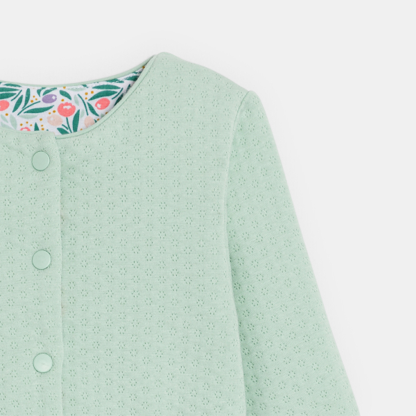 Sweat pressionné réversible fleurs bleu bébé fille