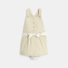 Robe salopette popeline de coton blanc bébé fille