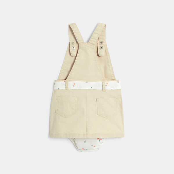 Robe salopette popeline de coton blanc bébé fille