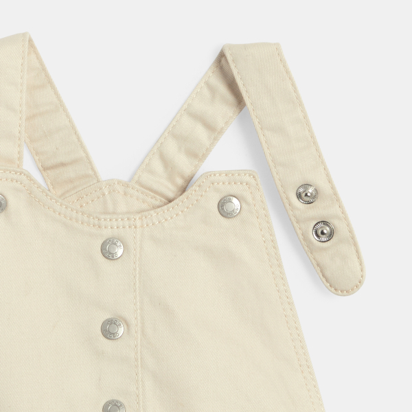 Robe salopette popeline de coton blanc bébé fille