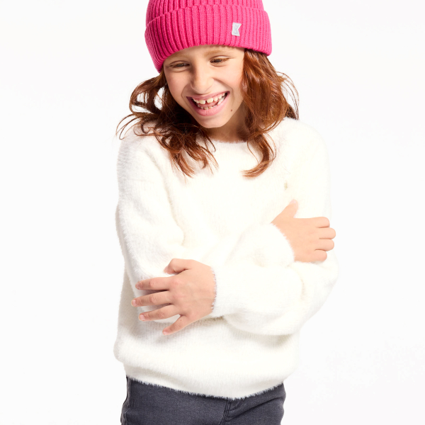 Pull côtelé moelleux écru Fille