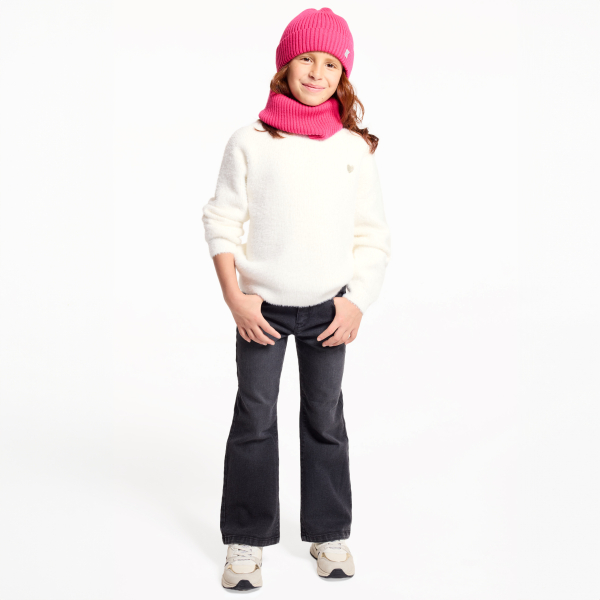 Pull côtelé moelleux écru Fille