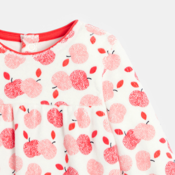 Dors-bien velours pommes rouge bébé fille