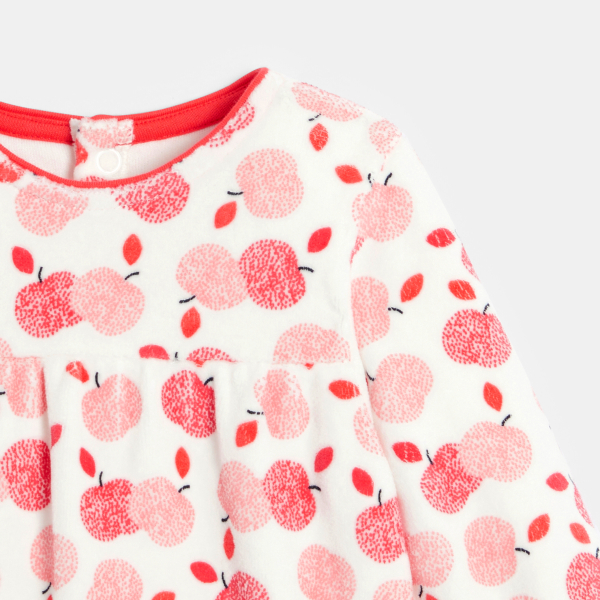 Dors-bien velours pommes rouge bébé fille