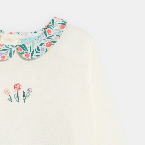 فستان 2 في 1، من الصوف الناعم والدنيم، باللون الأبيض للفتيات الرُضع