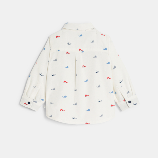Chemise velours côtelé baleine blanc bébé garçon