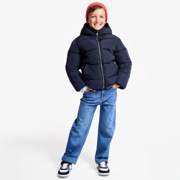 Doudoune chaude à capuche noir Garçon