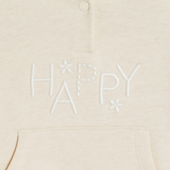 Sweat molleton à capuche brodé beige bébé fille