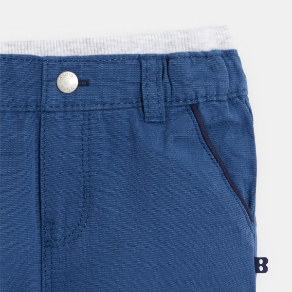 Pantalon coton fantaisie micro rayures bleu bébé garçon