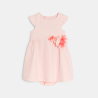 Robe fleur relief rose bébé fille
