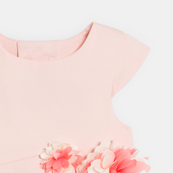 Robe fleur relief rose bébé fille