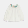 Blouse col fleuri blanc bébé fille