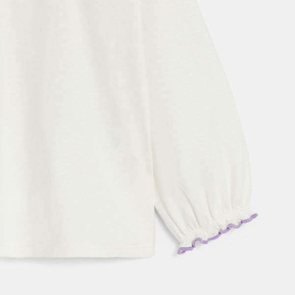 Blouse col fleuri blanc bébé fille