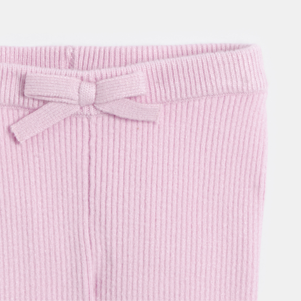 Legging maille tricot mauve bébé fille