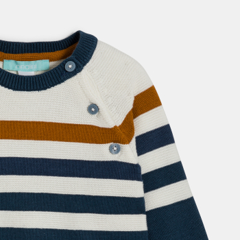 Pull en maille tricot à rayures bleu bébé garçon