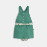 Robe salopette popeline de coton vert bébé fille