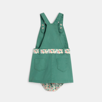 Robe salopette popeline de coton vert bébé fille