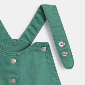 Robe salopette popeline de coton vert bébé fille
