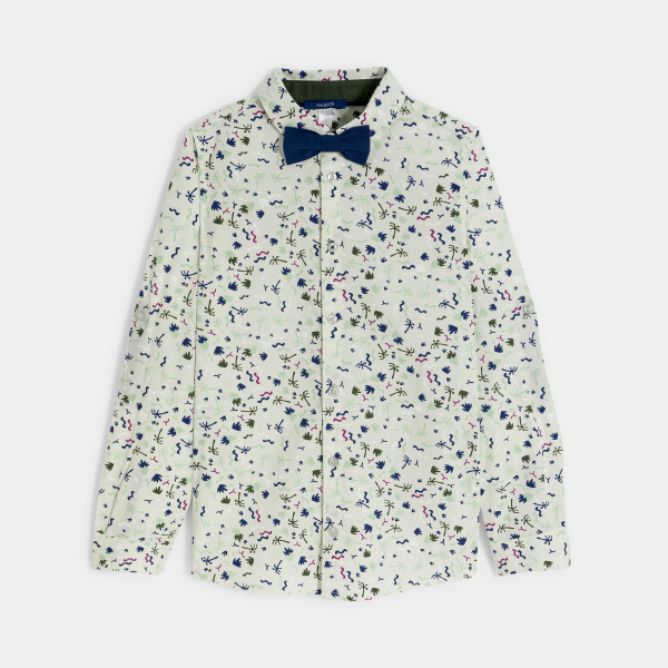 Chemise imprimée vert + nœud papillon Garçon
