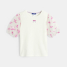 T-shirt à manches courtes motif nœud blanc Fille