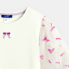 T-shirt à manches courtes motif nœud blanc Fille