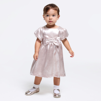 Robe de fête à nœud irisée rose bébé fille