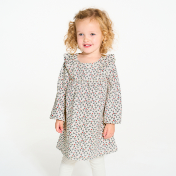 Robe fleurie irisée et legging blanc bébé fille