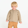 Pull maille tricot torsadé beige bébé garçon