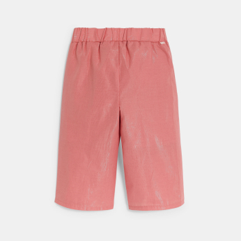 Pantalon large taille nouée brillant rose bébé fille