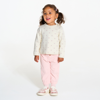 Pull maille tricot col festonné blanc bébé fille