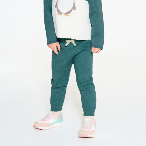 Legging maille tricot bleu bébé fille