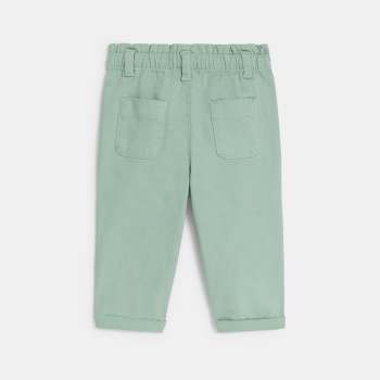 Pantalon taille haute vert bébé fille