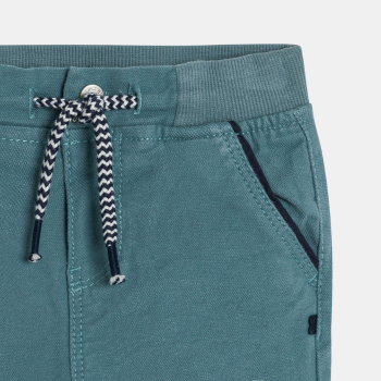 Pantalon toile uni à taille élastiquée bleu bébé garçon