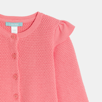 Gilet maille fantaisie irisée à volants orange bébé fille