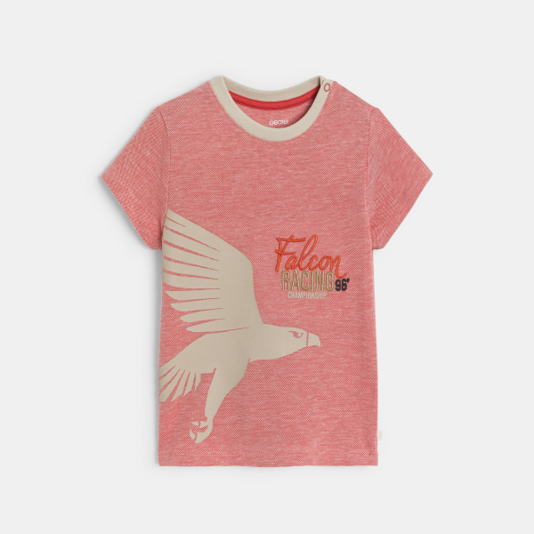 T-shirt maille piquée rose faucon bébé garçon
