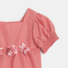 Blouse à fleurs manches courtes irisée rose bébé fille