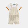 Salopette courte rayée et t-shirt marron bébé garçon