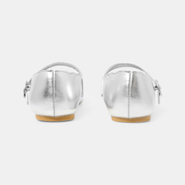 Ballerines argentées à bride fille
