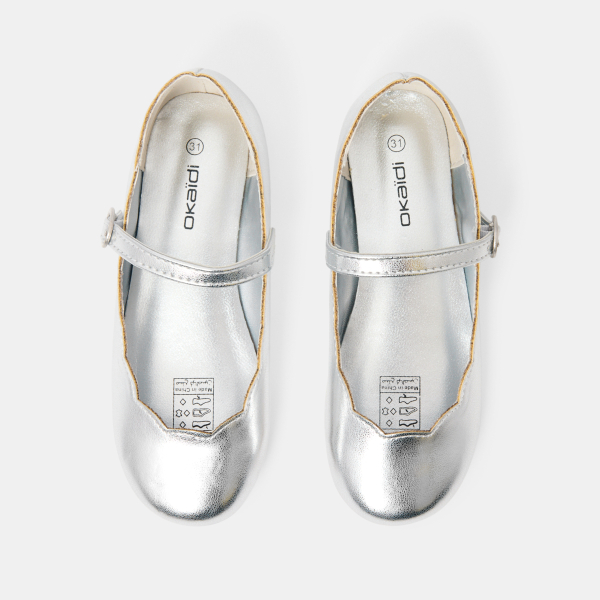 Ballerines argentées à bride fille