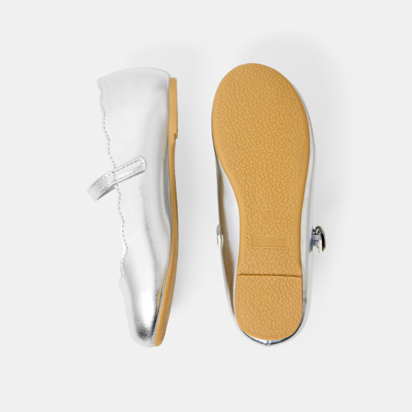 Ballerines argentées à bride fille