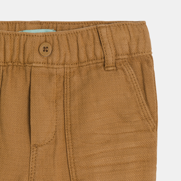 Pantalon lin et coton marron bébé garçon