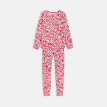 Pyjama 2 pièces en jersey imprimé rose Fille